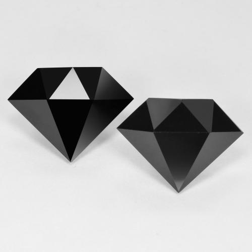 Schwarz Onyx Edelstein - 3.4ct Shield Faceted (ID: 602428)