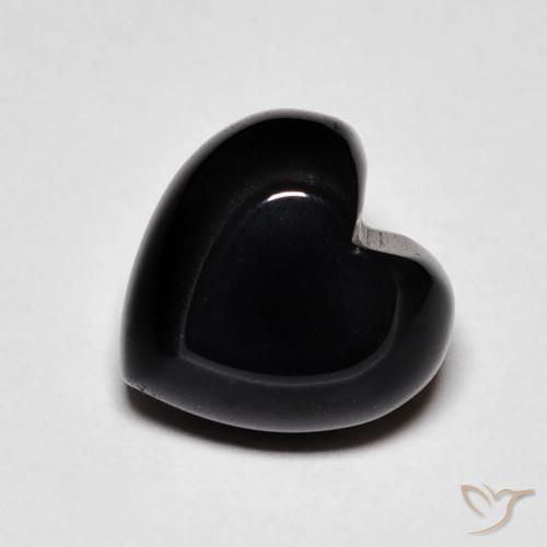 4.34 ct Black Onyx Stone, Natural Onyx in Heart Cabochon Shape for Sale