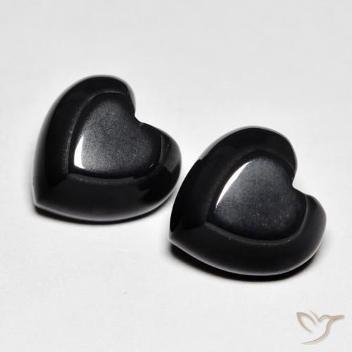 8.41 ctw Black Onyx Stones, Natural Onyx in Heart Cabochon Shape for Sale