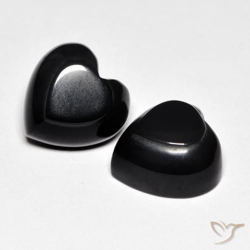 8.66 ctw Black Onyx Stones, Natural Onyx in Heart Cabochon Shape for Sale