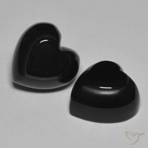 8.59 ctw Black Onyx Stones, Natural Onyx in Heart Cabochon Shape for Sale