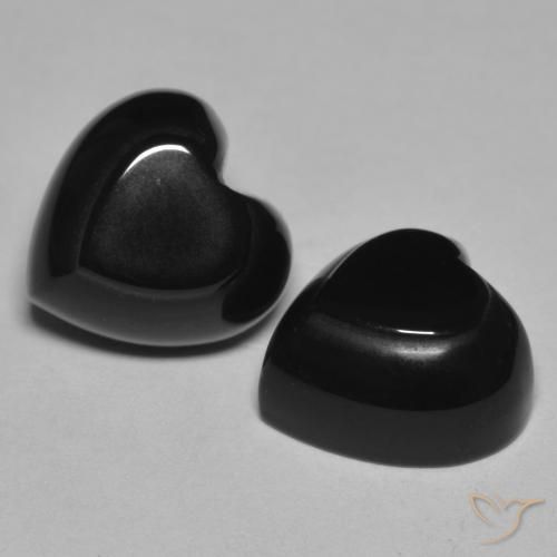 8.54 ctw Black Onyx Stones, Natural Onyx in Heart Cabochon Shape for Sale