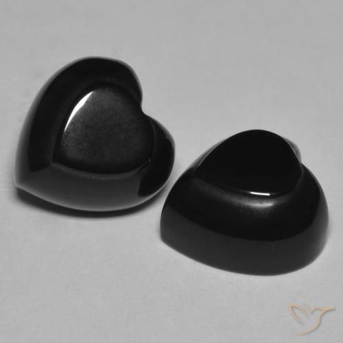 8.67 ctw Black Onyx Stones, Natural Onyx in Heart Cabochon Shape for Sale