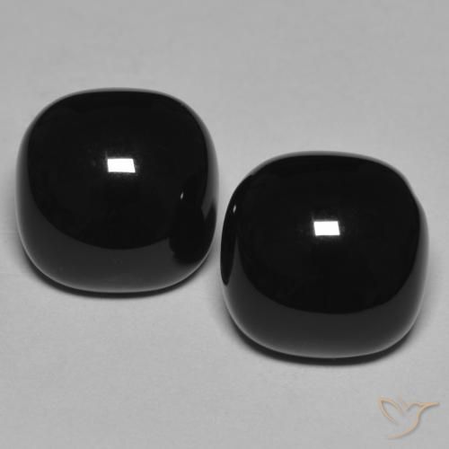 9.68 ctw Black Onyx Stones, Natural Onyx in Cushion Cabochon Shape for Sale
