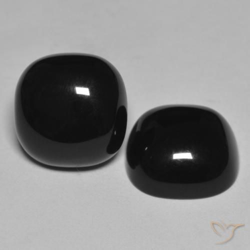 9.56 ctw Black Onyx Stones, Natural Onyx in Cushion Cabochon Shape for Sale