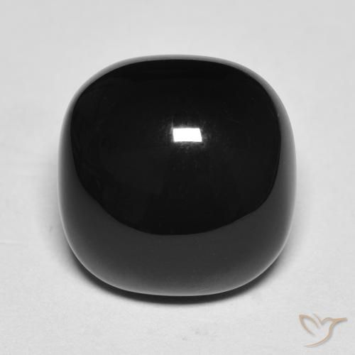 4.78 ct Black Onyx Stone, Natural Onyx in Cushion Cabochon Shape for Sale