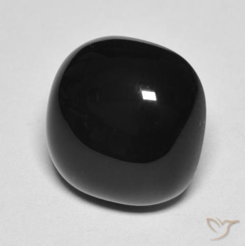 4.87 ct Black Onyx Stone, Natural Onyx in Cushion Cabochon Shape for Sale