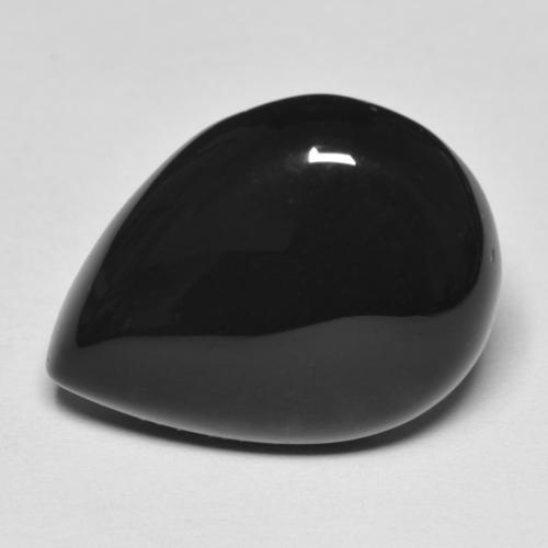 Ónix Cabujón Pera de 11,37 ct de Sri Lanka, Dimensión 19,8 x 14,8mm, Claridad Opaco, Piedra preciosa natural Teñido, 1 pieza de Ónix en color Negro, Dureza Mohs de 6.5 - 7 Adecuado para joyas de uso diario, Photo A