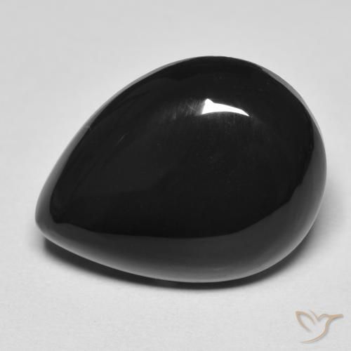 10.39 ct Black Onyx Stone, Natural Onyx in Pear Cabochon Shape for Sale