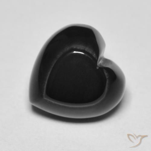 4.35 ct Black Onyx Stone, Natural Onyx in Heart Cabochon Shape for Sale