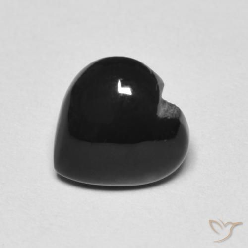 1.39 ct Black Onyx Stone, Natural Onyx in Heart Cabochon Shape for Sale