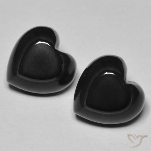 8.67 ctw Black Onyx Stones, Natural Onyx in Heart Cabochon Shape for Sale