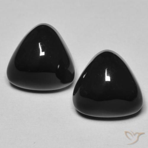 6.79 ctw Black Onyx Stones, Natural Onyx in Trillion Cabochon Shape for Sale