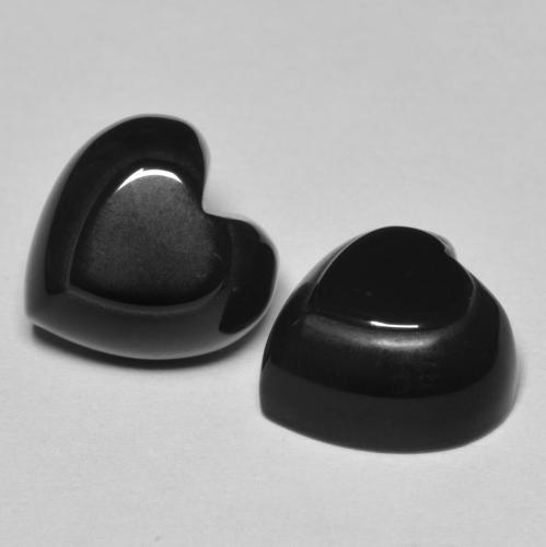 Ónix Corazón a juego de 2 piezas en tamaño 10,2 x 10,1mm, peso 8,55 ct en total / promedio. 4,28 ct cada uno, Negro en claridad Opaco, piedra preciosa natural , dureza de Mohs 6.5 - 7 Adecuado para joyas de uso diario, Photo A
