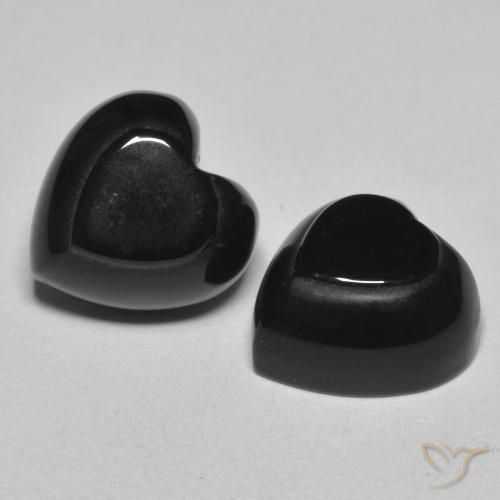 8.64 ctw Black Onyx Stones, Natural Onyx in Heart Cabochon Shape for Sale