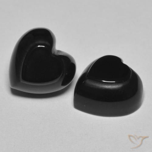 8.46 ctw Black Onyx Stones, Natural Onyx in Heart Cabochon Shape for Sale