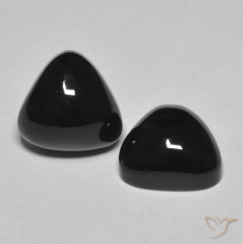 6.48 ctw Black Onyx Stones, Natural Onyx in Trillion Cabochon Shape for Sale