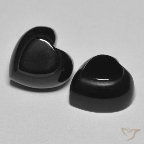 8.63 ctw Black Onyx Stones, Natural Onyx in Heart Cabochon Shape for Sale