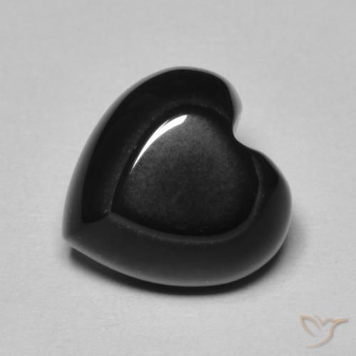 4.30 ct Black Onyx Stone, Natural Onyx in Heart Cabochon Shape for Sale