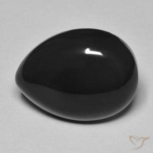 Ónix Negro Pera de 11.43 ct de Sri Lanka, dimensión 19,1 x 14,5mm, piedra preciosa natural Teñido, claridad Opaco, Ónix Cabujón Pera de 1 pieza, dureza de Mohs de 6.5 - 7 Adecuado para joyas de uso diario , Photo A
