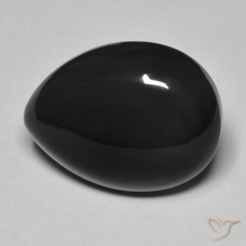11.43 ct Black Onyx Stone, Natural Onyx in Pear Cabochon Shape for Sale