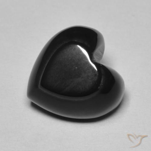 4.24ct Natural Black Onyx, Heart, Opaque