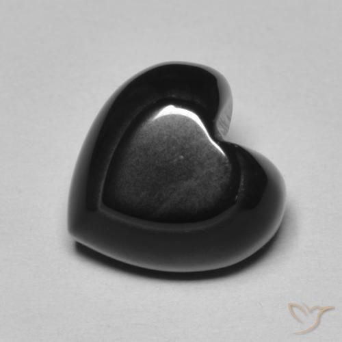 4.24 ct Black Onyx Stone, Natural Onyx in Heart Cabochon Shape for Sale