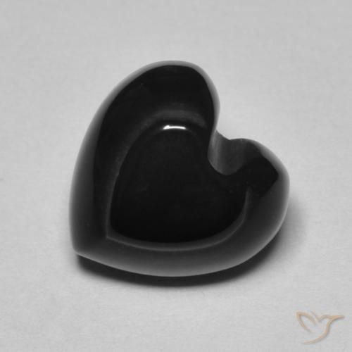 4.10 ct Black Onyx Stone, Natural Onyx in Heart Cabochon Shape for Sale
