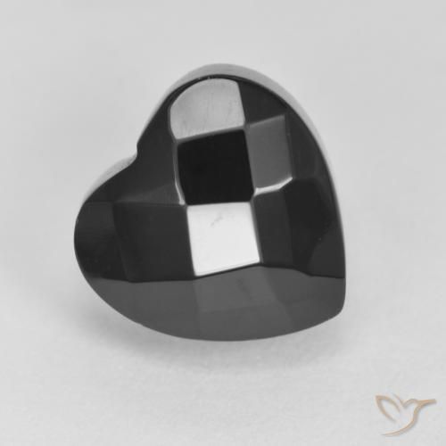 4.38 ct Black Onyx Stone, Natural Onyx in Heart Rose-Cut Shape for Sale