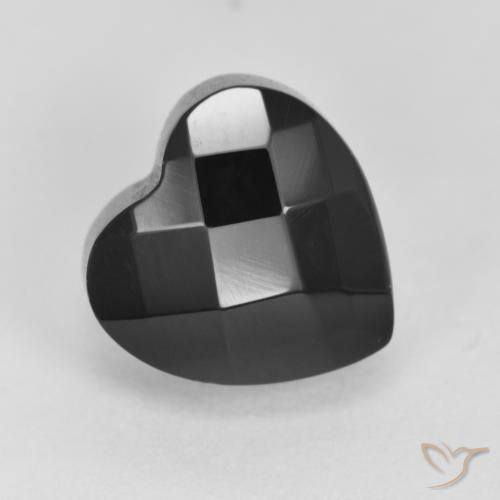 4,28 ct herzschliff schwarzer Onyx aus Sri Lanka, Größe 10,4 x 10,4mm, Garantiert natürlicher Edelstein, Opaque Reinheit, 1 Stück Onyx in Schwarz Farbe, Mohs-Härte von 6,5 - 7 Geeignet für den täglichen Gebrauch im Schmuck, Photo A
