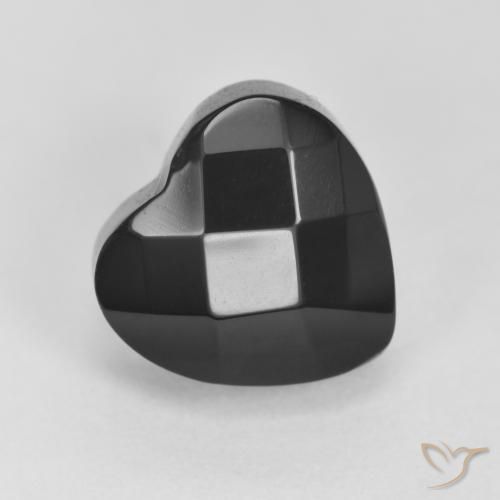 4.16 ct Black Onyx Stone, Natural Onyx in Heart Rose-Cut Shape for Sale