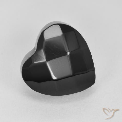 4.19 ct Black Onyx Stone, Natural Onyx in Heart Rose-Cut Shape for Sale