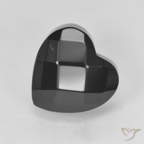 4.26 ct Black Onyx Stone, Natural Onyx in Heart Rose-Cut Shape for Sale