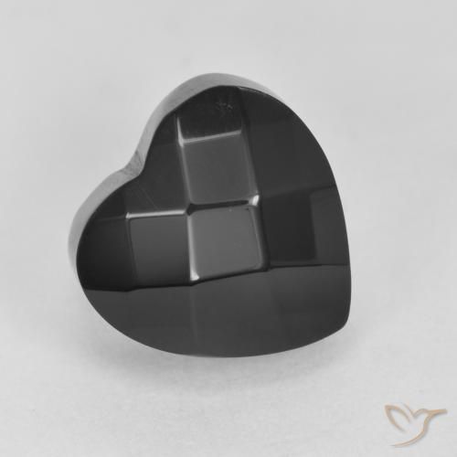 4.35 ct Black Onyx Stone, Natural Onyx in Heart Rose-Cut Shape for Sale