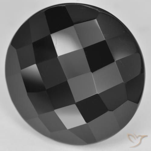32.30 ct Black Onyx Stone, Natural Onyx in Round Rose-Cut Shape for Sale