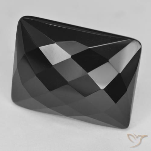 26.38 ct Black Onyx Stone, Natural Onyx in Baguette Rose-Cut Shape for Sale