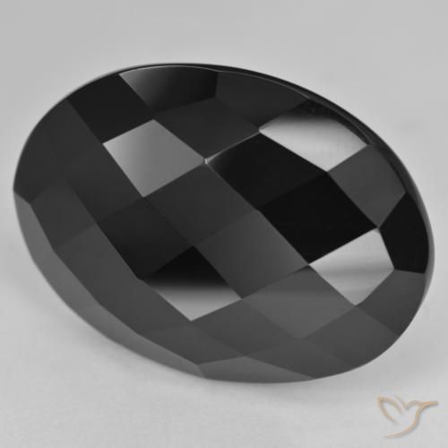 33.29 ct Black Onyx Stone, Natural Onyx in Oval Rose-Cut Shape for Sale