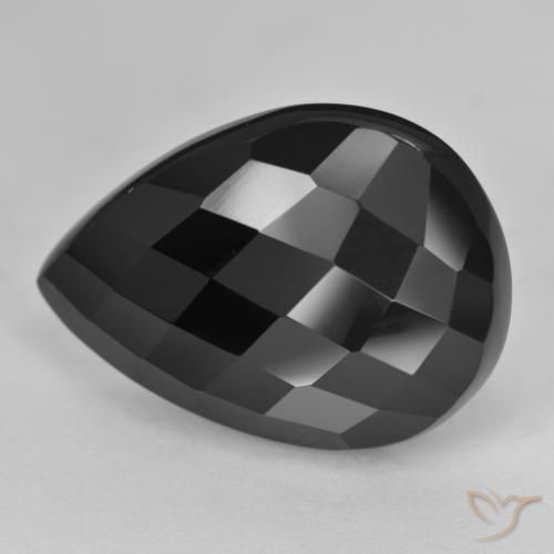 20.08ct Natural Black Onyx, Pear Shape, Opaque