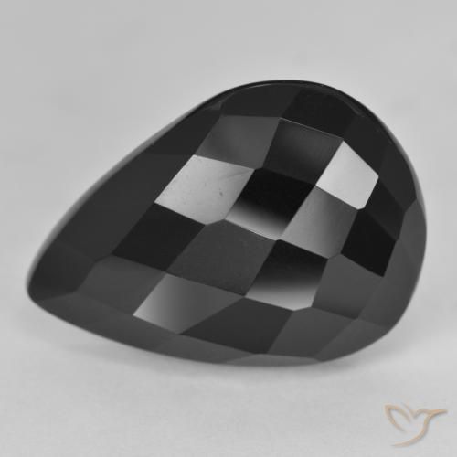 17.01ct Natural Black Onyx, Pear Shape, Opaque