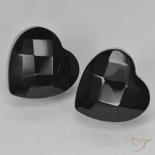 8.90 ctw Black Onyx Stones, Natural Onyx in Heart Rose-Cut Shape for Sale