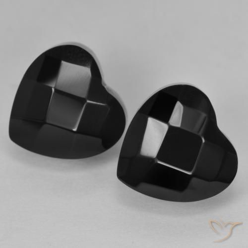 8.49 ctw Black Onyx Stones, Natural Onyx in Heart Rose-Cut Shape for Sale