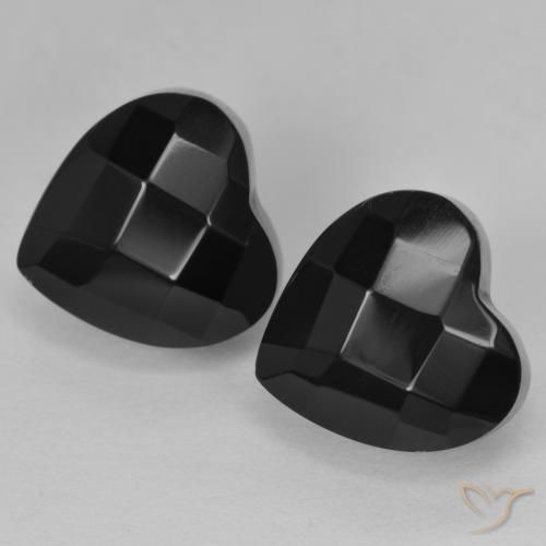 8.57 ctw Black Onyx Stones, Natural Onyx in Heart Rose-Cut Shape for Sale