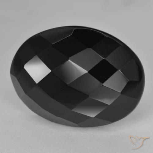 20.56ct Natural Black Onyx, Oval, Opaque, Photo A