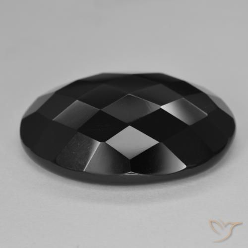 20.56 ct Black Onyx Stone, Natural Onyx in Oval Rose-Cut Shape for Sale