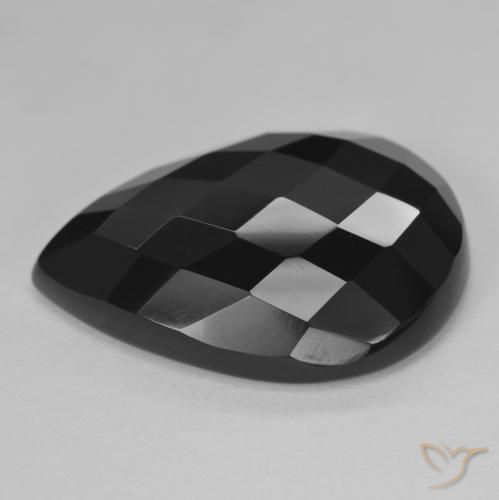 19.19 ct Black Onyx Stone, Natural Onyx in Pear Rose-Cut Shape for Sale
