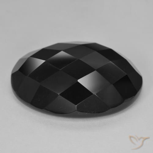 27.22 ct Black Onyx Stone, Natural Onyx in Oval Rose-Cut Shape for Sale