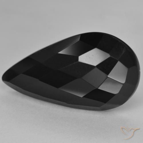15.16ct Natural Black Onyx, Pear Shape, Opaque