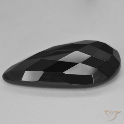 15.16 ct Black Onyx Stone, Natural Onyx in Pear Rose-Cut Shape for Sale