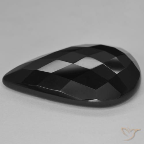 26.89 ct Black Onyx Stone, Natural Onyx in Pear Rose-Cut Shape for Sale