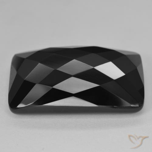 24.81 ct Black Onyx Stone, Natural Onyx in Cushion Rose-Cut Shape for Sale